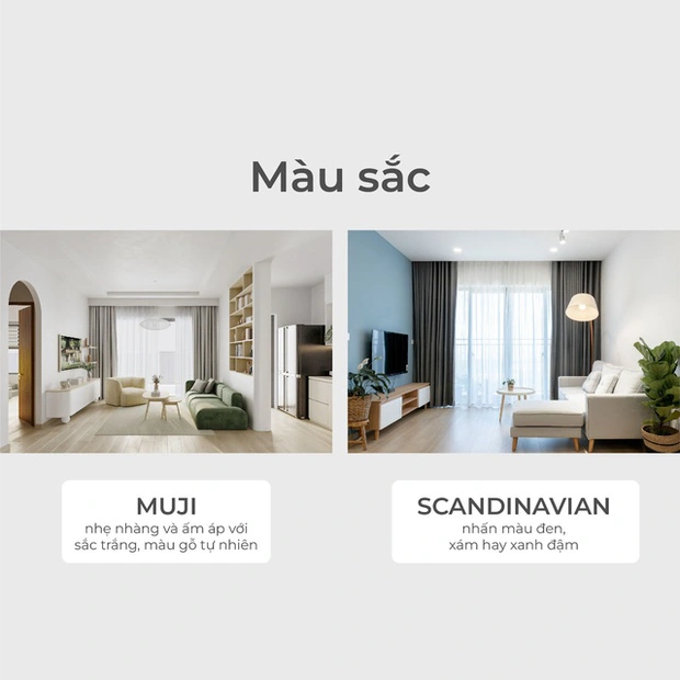 CÁCH PHÂN BIỆT PHONG CÁCH MUJI VÀ SCANDINAVIAN TRONG NỘI THẤT